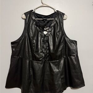 Torrid Black Sleeveless Faux Leather Blouse